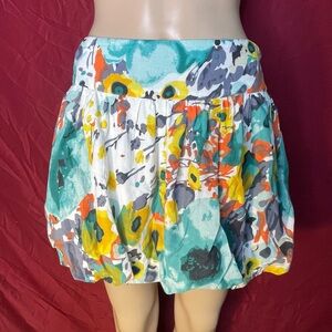 Daytrip Flirty Feminine Abstract Floral Retro Bubble Mini Skirt Large